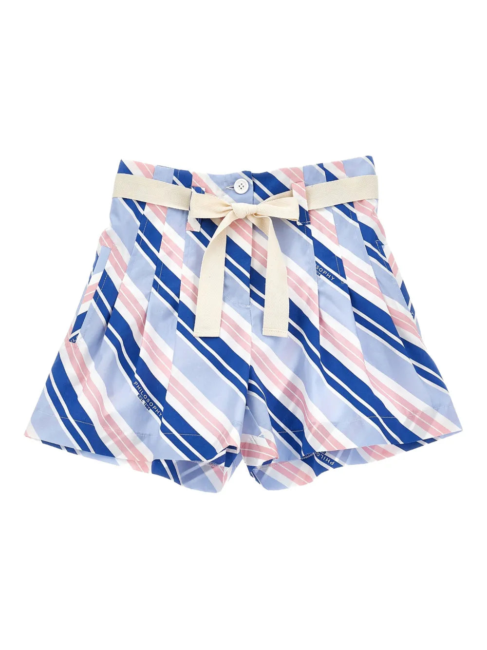 striped-belted shorts