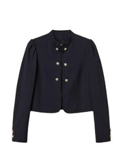 mandarin-collar decorative-button jacket