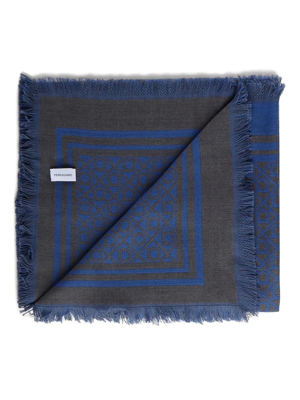 geometric-pattern fringed scarf
