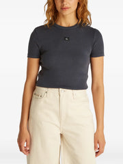 ribbed logo-patch T-Shirt