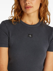 ribbed logo-patch T-Shirt