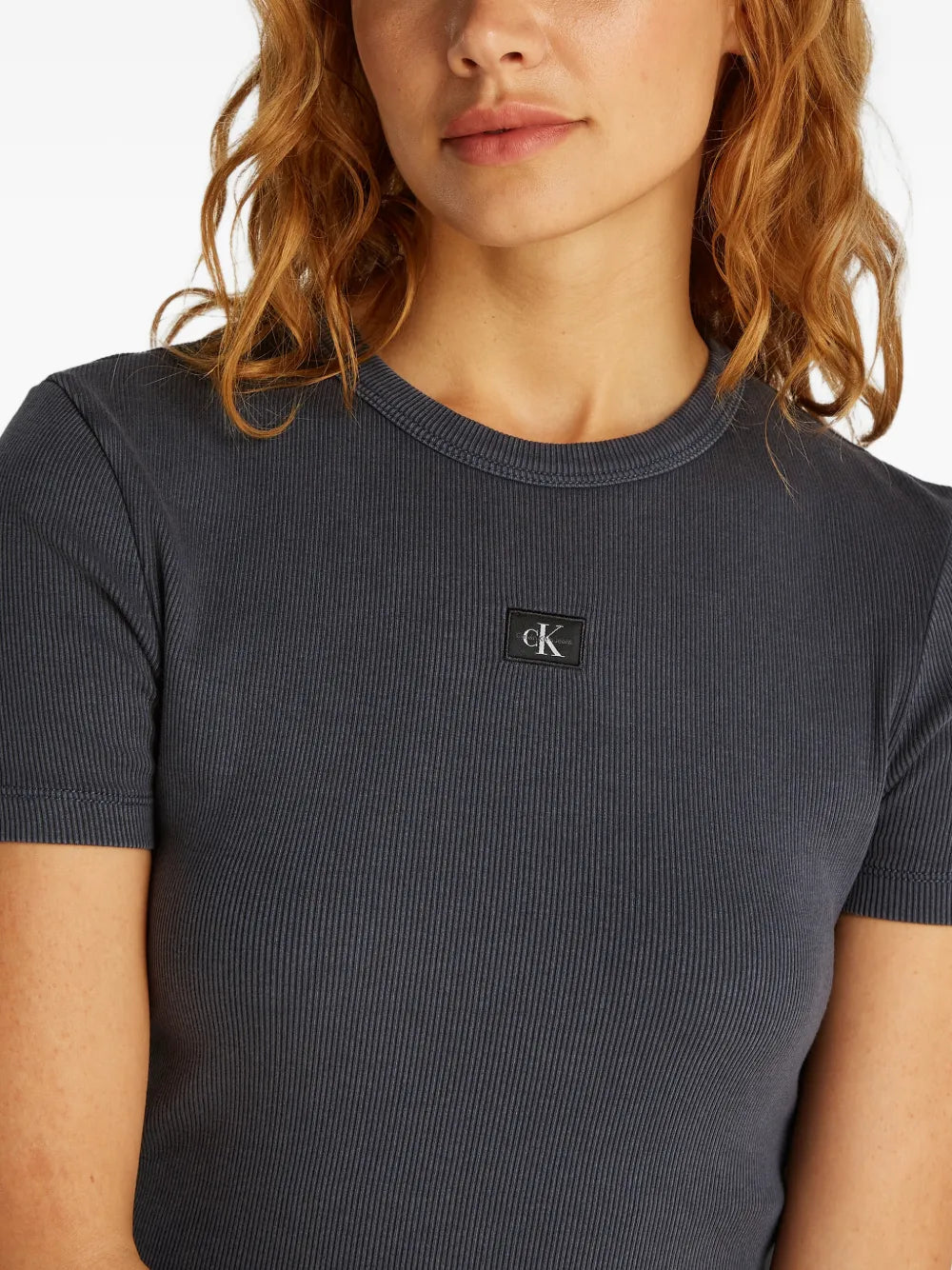 ribbed logo-patch T-Shirt