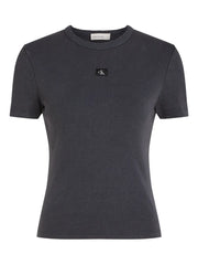 ribbed logo-patch T-Shirt