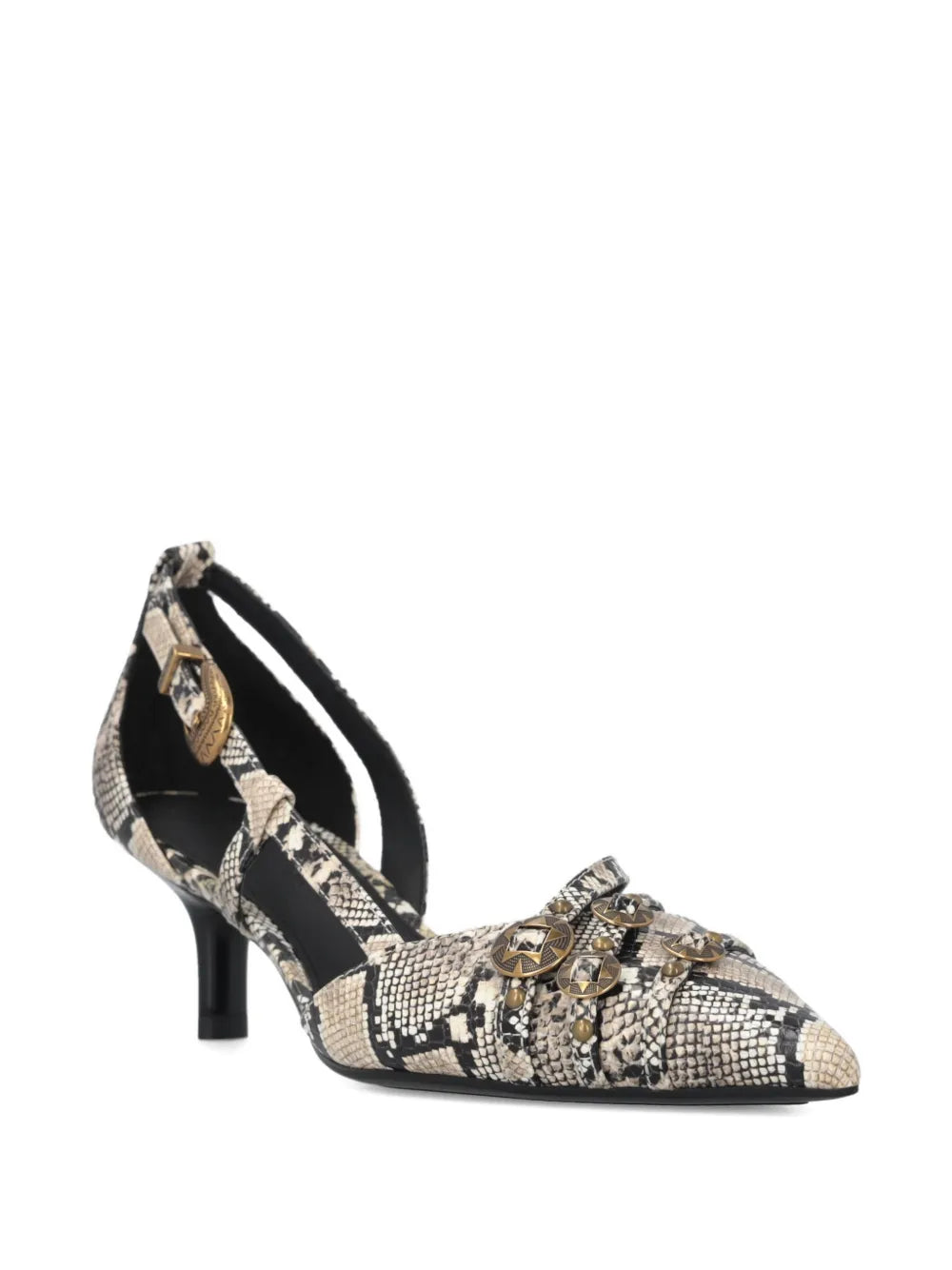 snakeskin-effect pumps