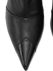pointed-toe leather boots