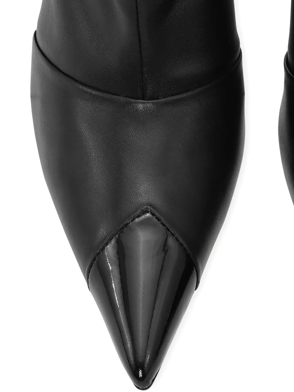 pointed-toe leather boots
