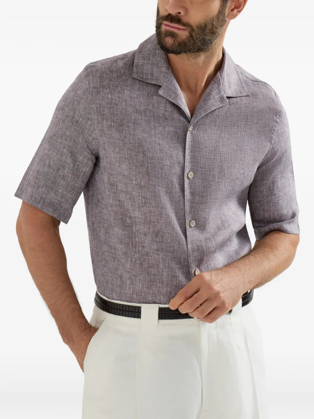 camp-collar short-sleeve shirt
