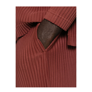 Brown Pleated Design Cropped Pants