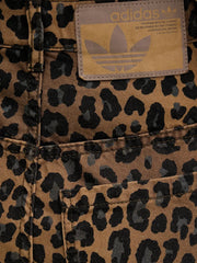 leopard-print striped jeans