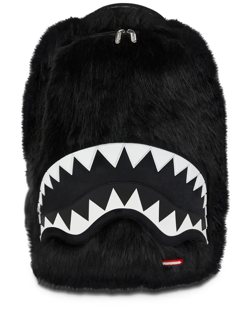 Cray furry shark backpack