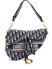 Saddle Handbag Logo Embroidered Oblique Canvas Medium shoulder bag