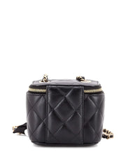 Camellia Bow Vanity Case with Chain Quilted Lambskin Mini crossbody bag
