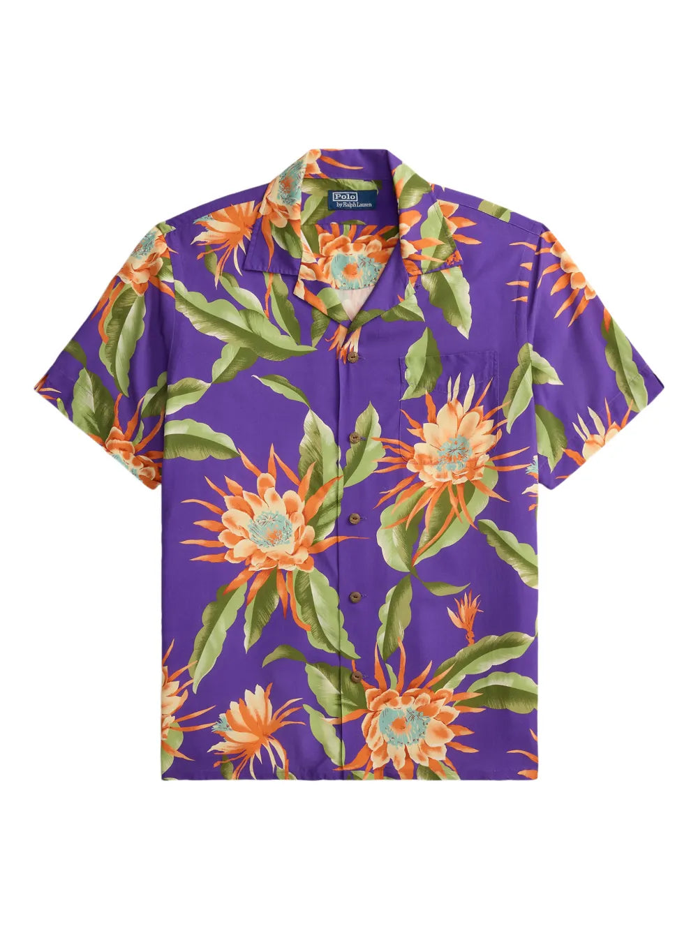 floral-print pocket camp shirt