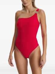ROSE one-shoulder detail swimsuit