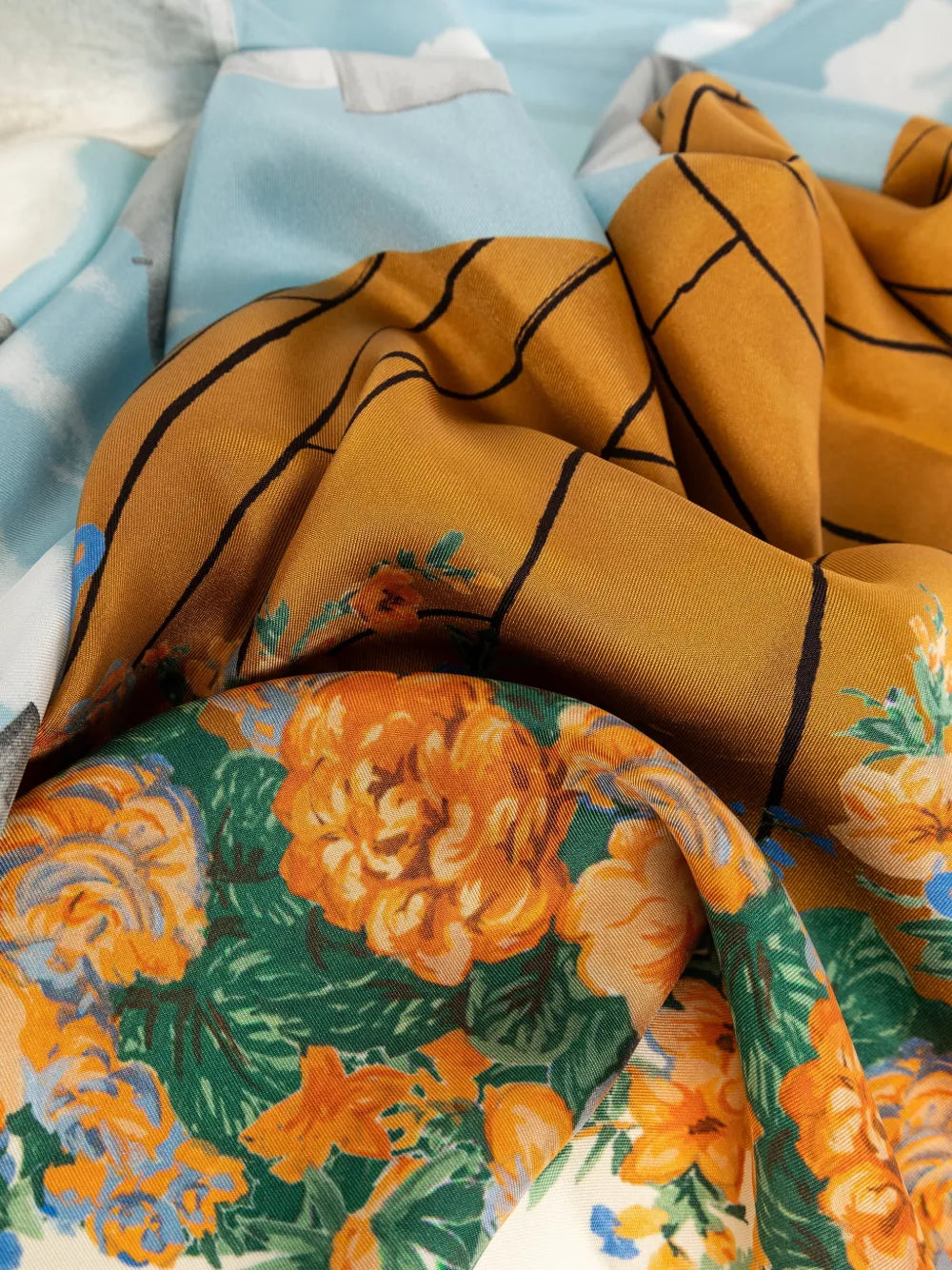 Floral-Print Silk Scarf