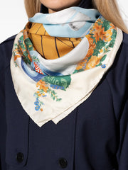 Floral-Print Silk Scarf
