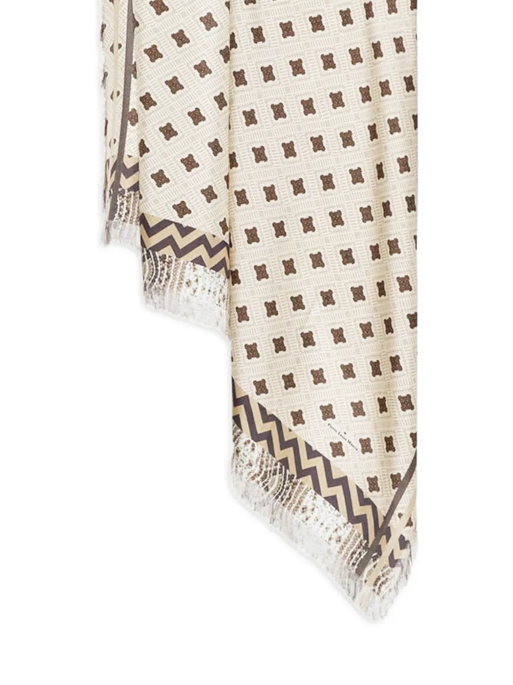 geometric-pattern fringed scarf