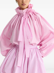 ruffled tie-neck top