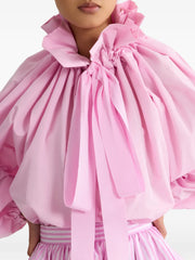 ruffled tie-neck top