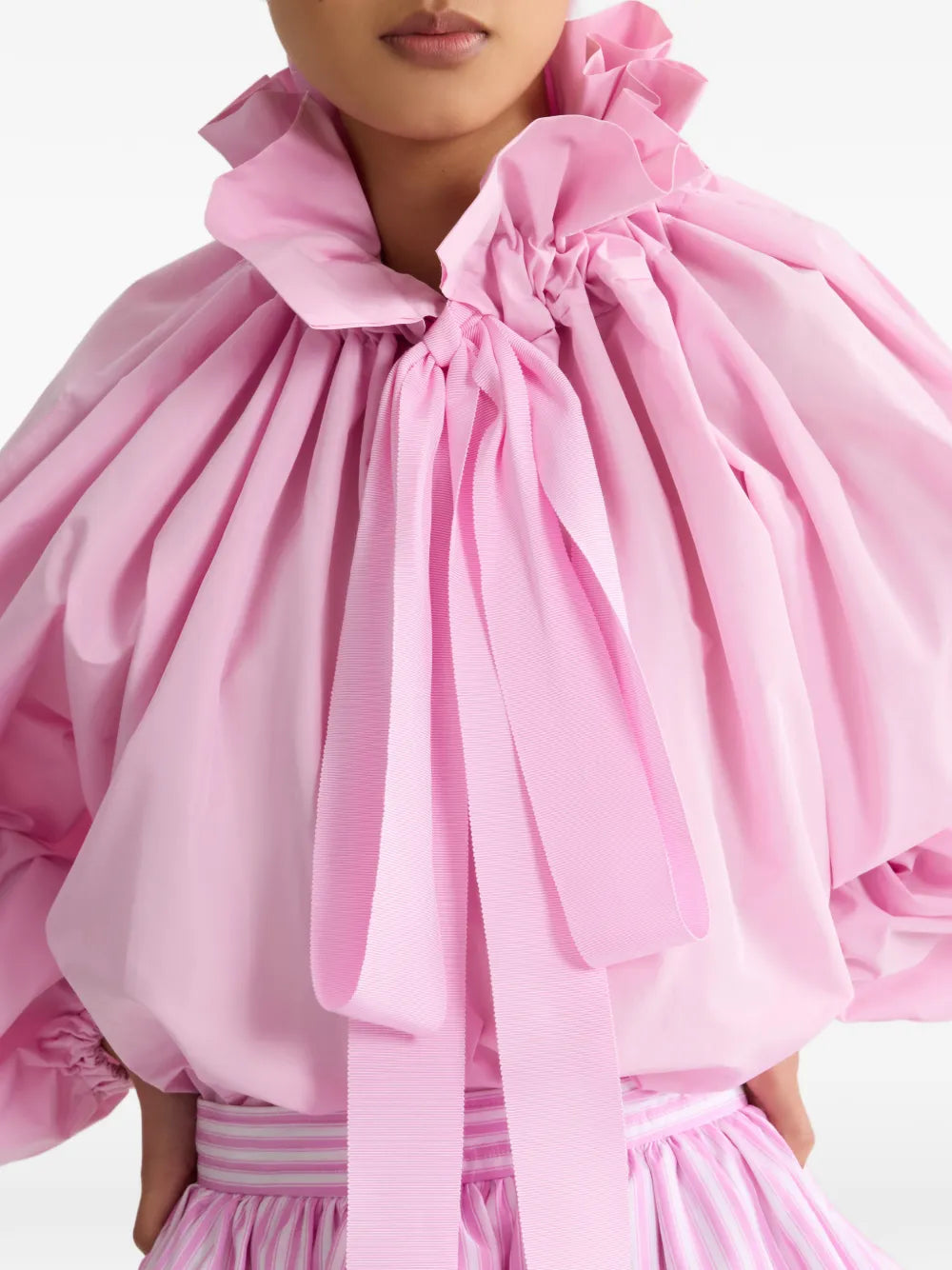 ruffled tie-neck top