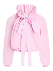 ruffled tie-neck top