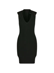 V-neck ribbed mini dress