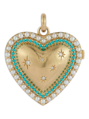 Laney Locket turquoise diamond and pearl pendant