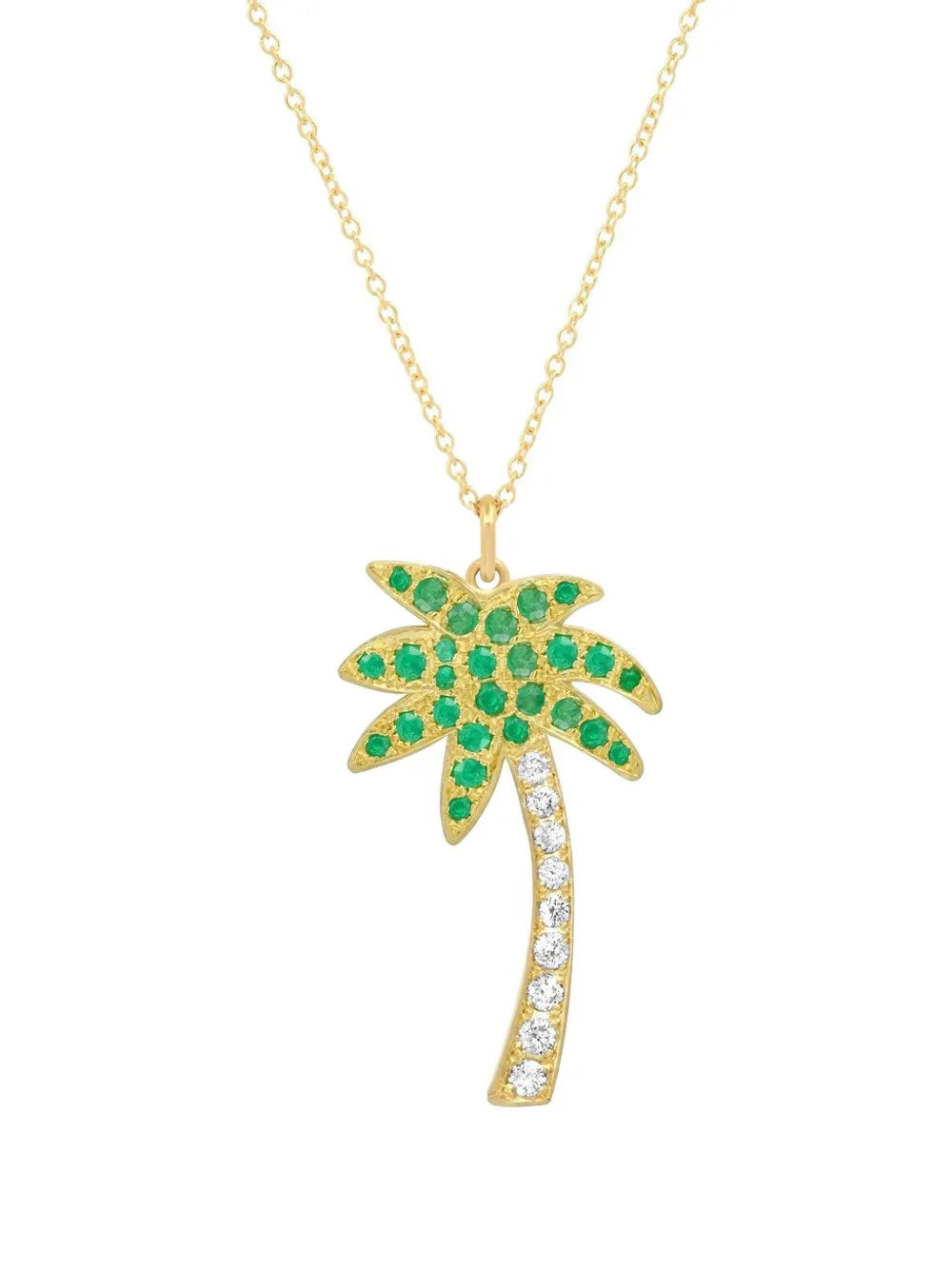 palm tree-charm emerald and diamond necklace