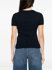 cable-knit pocket T-Shirt