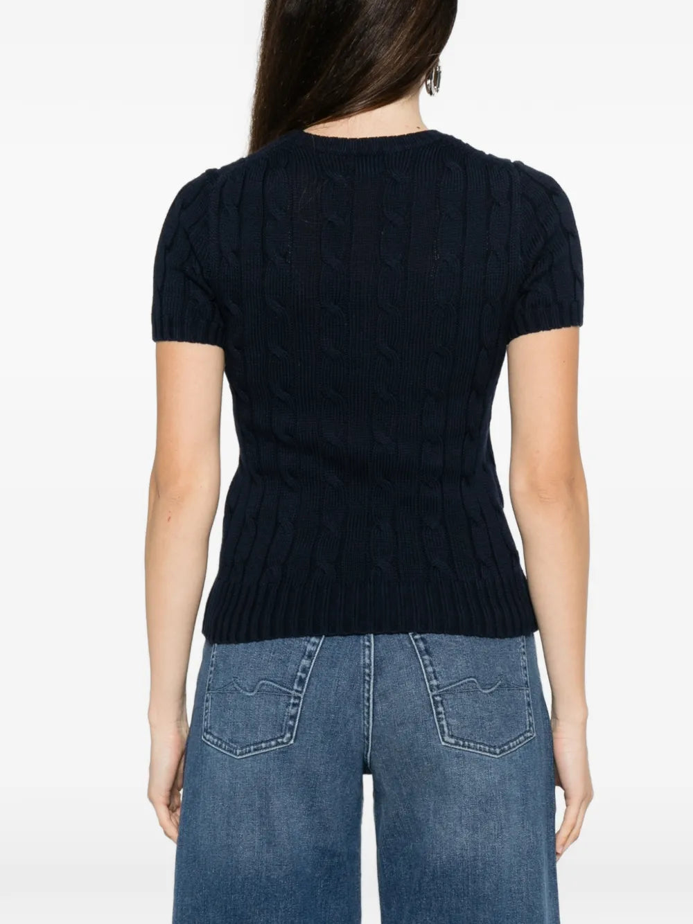 cable-knit pocket T-Shirt