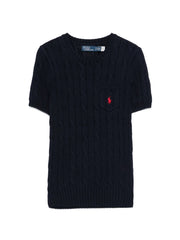 cable-knit pocket T-Shirt