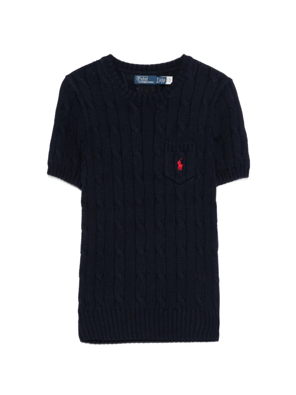 cable-knit pocket T-Shirt