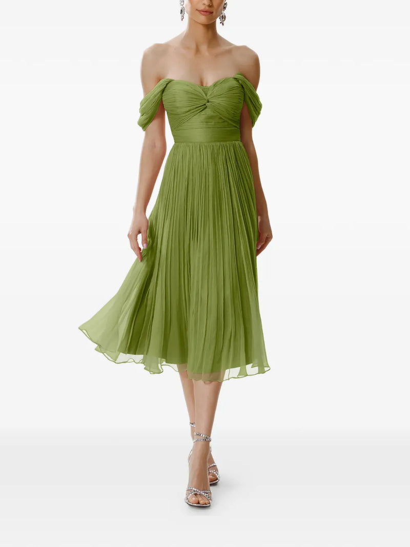 Kaly pleated silk midi dress