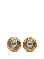 1970-1980 Gold Plated Rhinestone Sunburst Clip On Earrings costume earrings