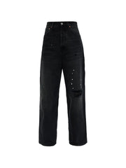 distressed splatter jeans