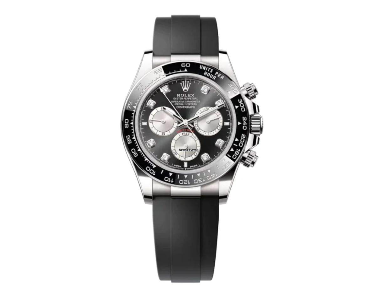 Rolex Black Cerachrom Bezel Black And Silver Diamond Dial Oysterflex Strap 126519 LN
