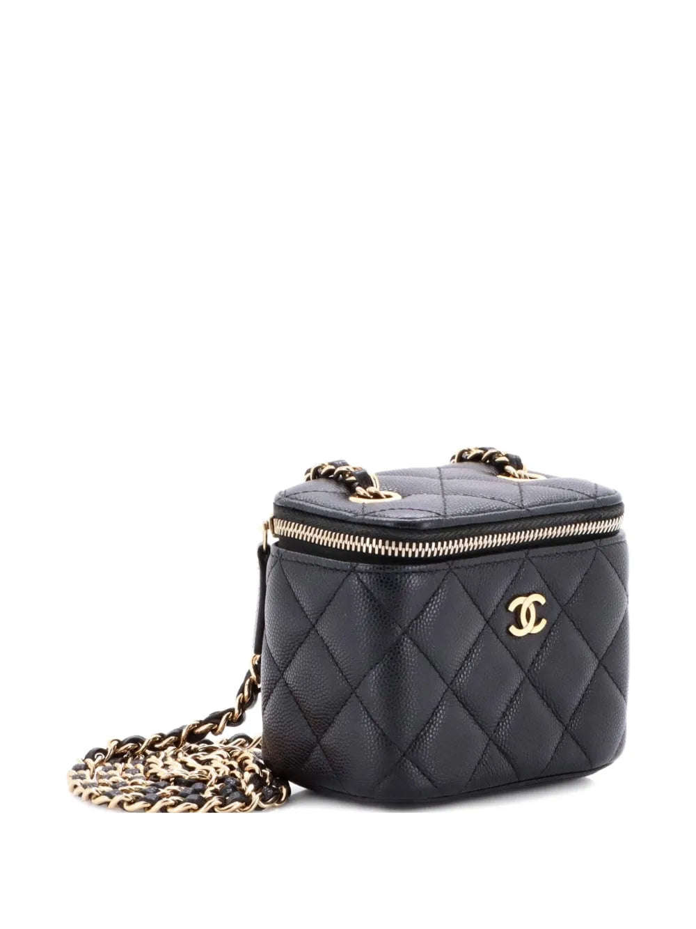 Classic Vanity Case with Chain Quilted Caviar Mini pouch
