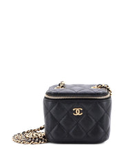 Classic Vanity Case with Chain Quilted Caviar Mini pouch
