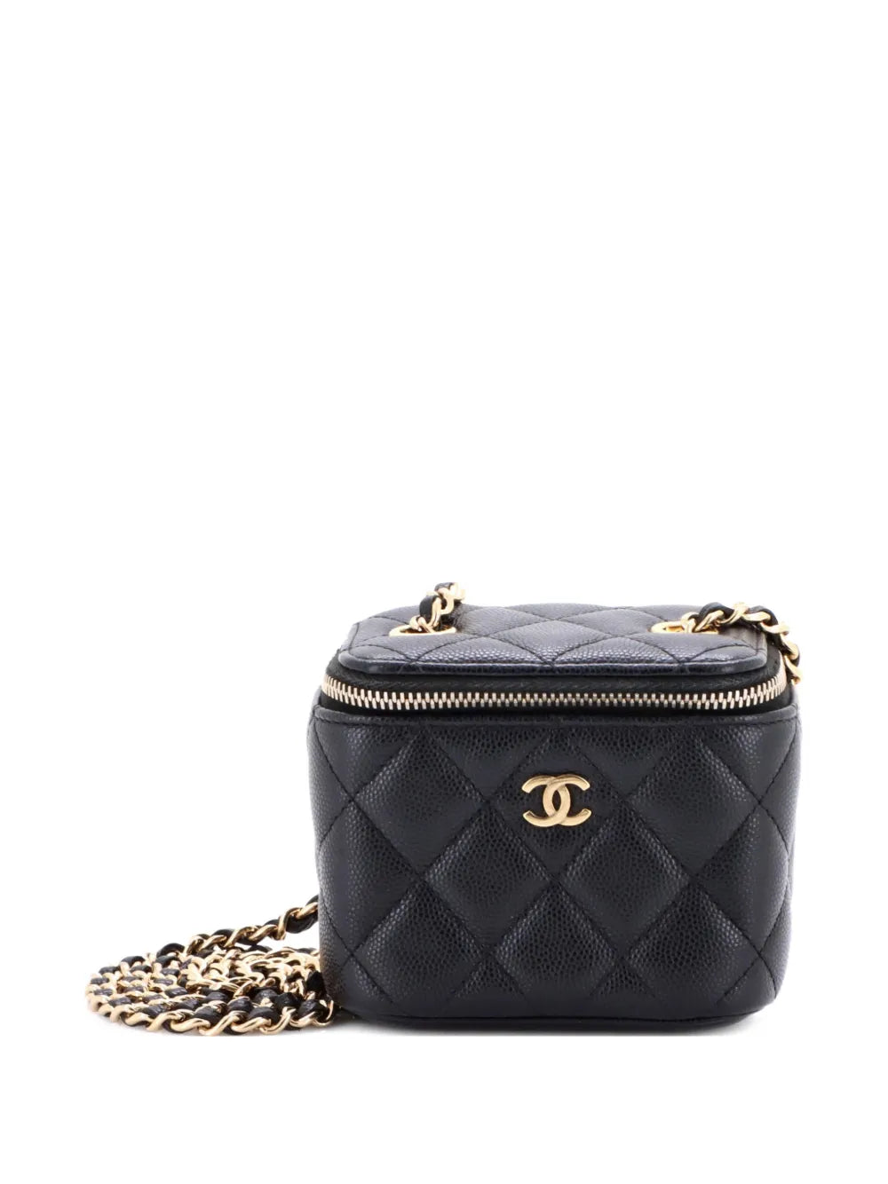 Classic Vanity Case with Chain Quilted Caviar Mini pouch