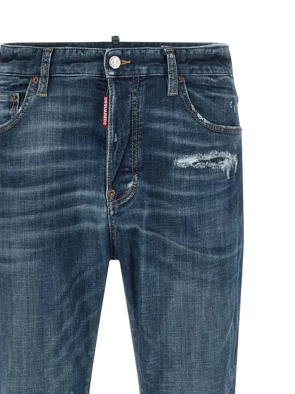 stonewashed-effect straight jeans