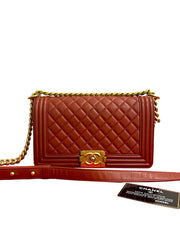 2018 Old Medium Quilted Lambskin Boy Flap crossbody bag