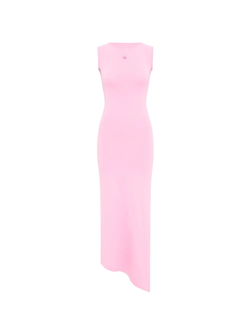 pearl logo asymmetrical midi dress