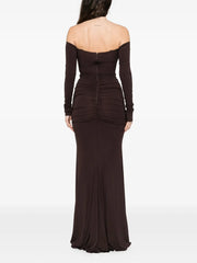 off-the-shoulder gathered maxi dress