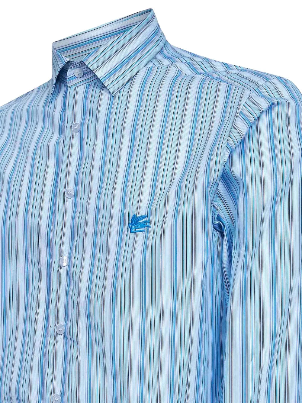 striped-pattern logo-embroidered shirt