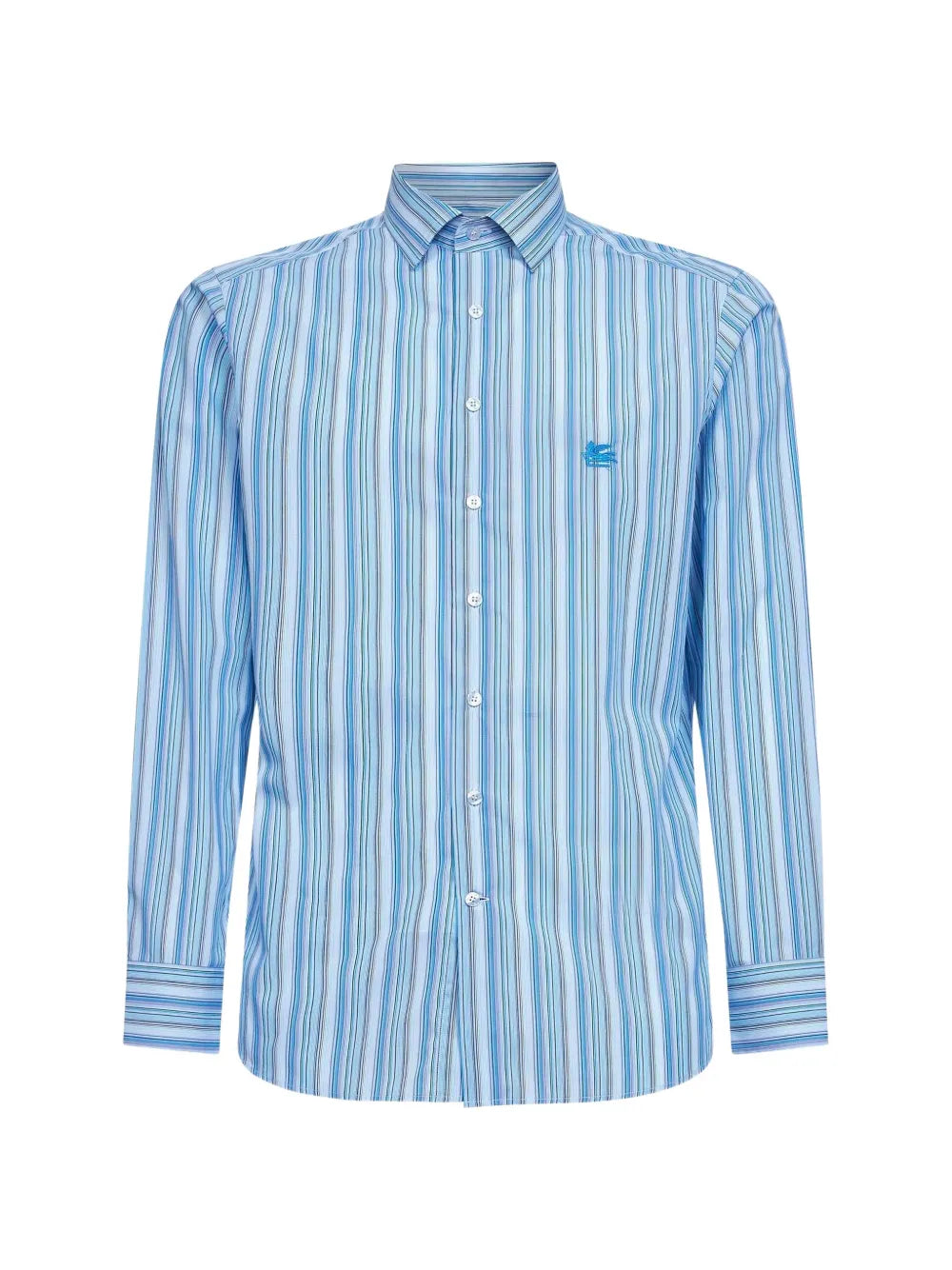 striped-pattern logo-embroidered shirt