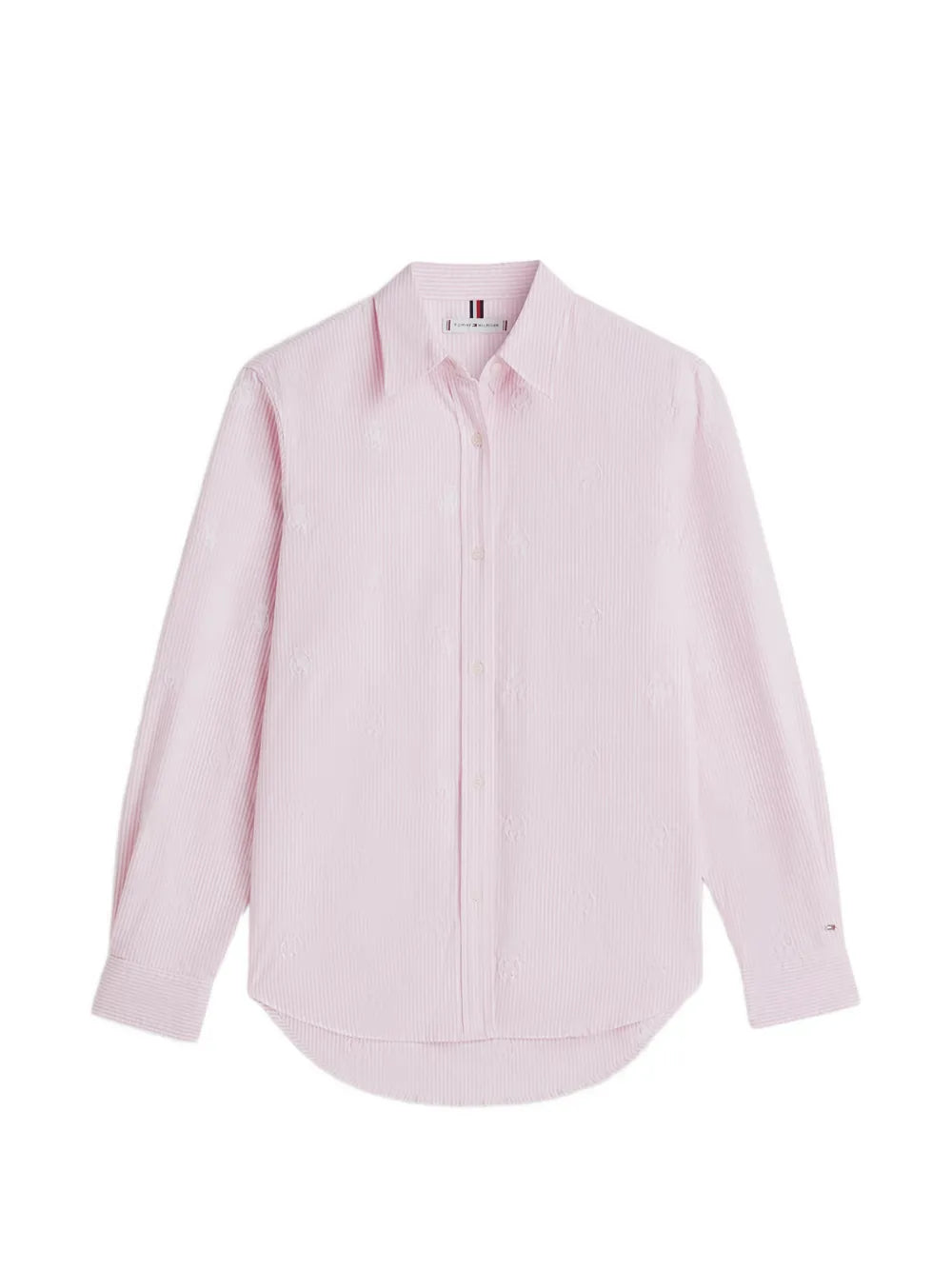 striped-pattern logo-embroidered shirt