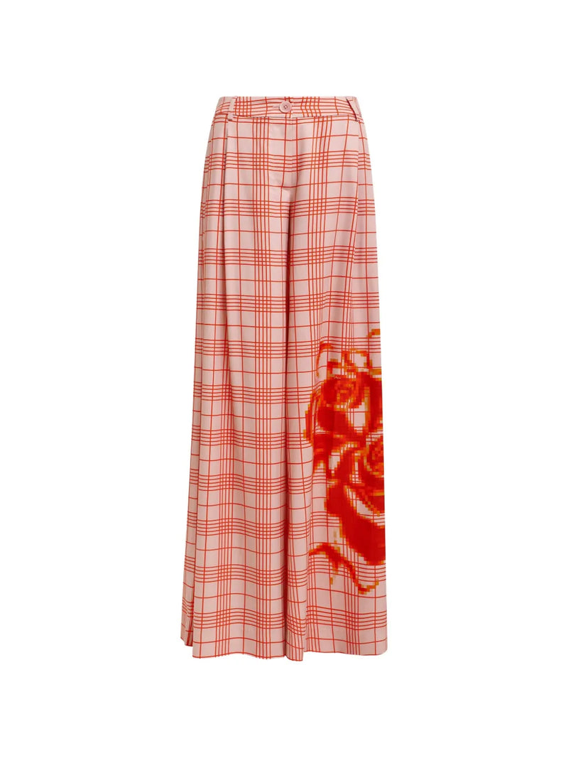 checked graphic trousers