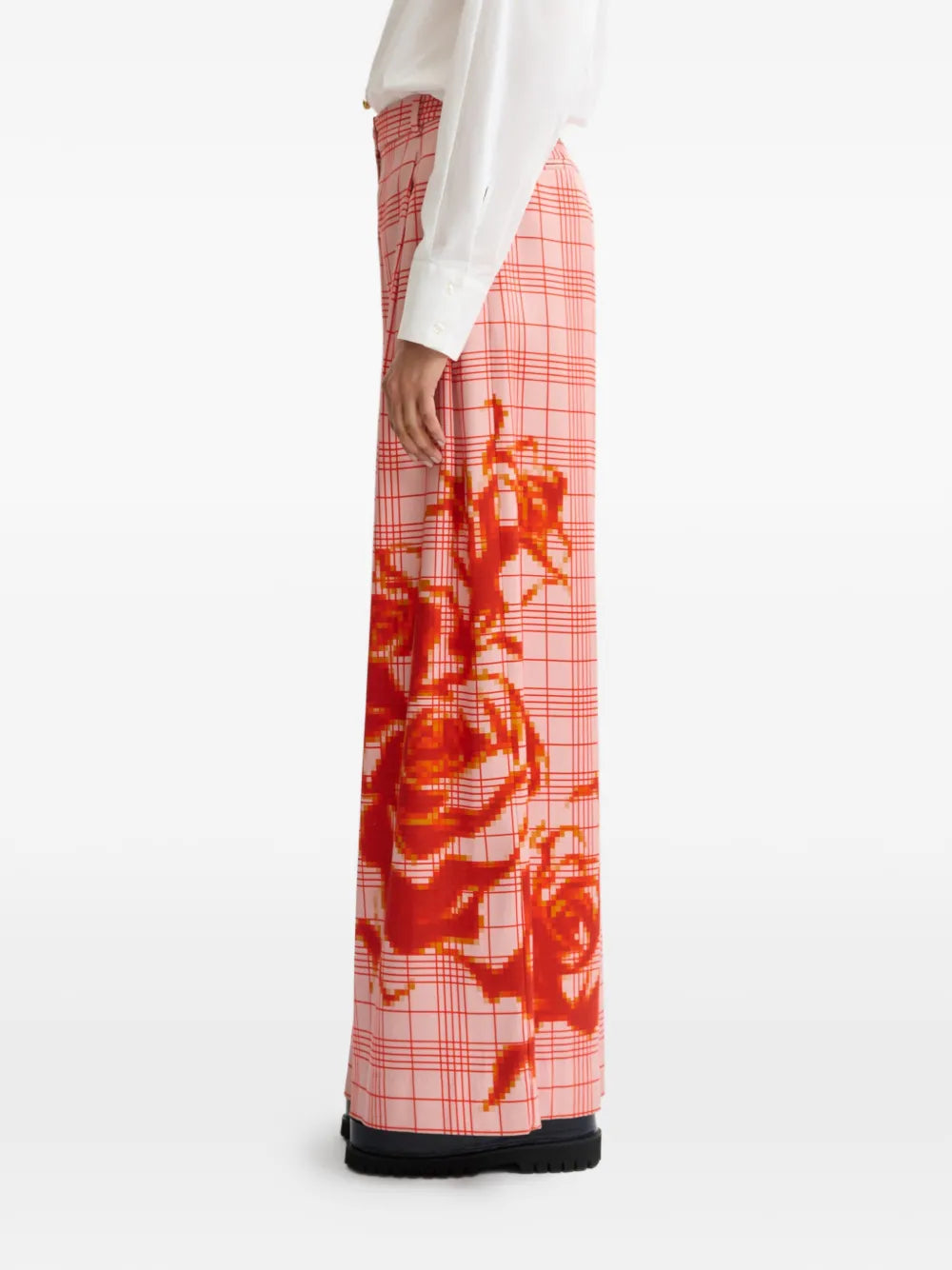 checked graphic trousers