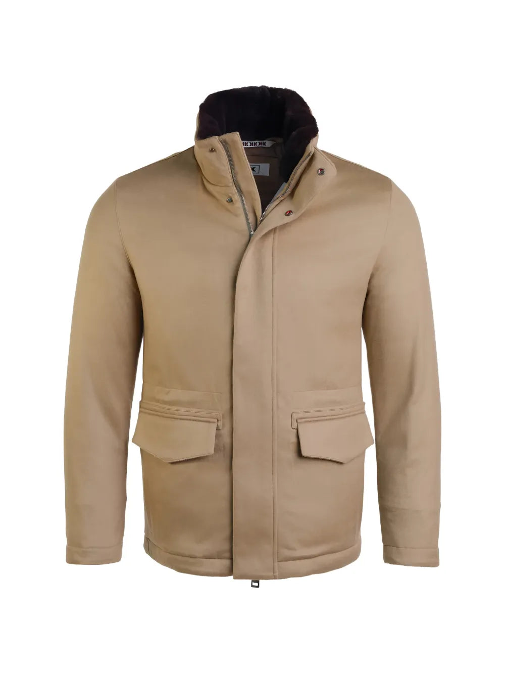 fur-collar cashmere jacket