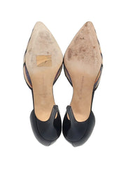 pointed-toe raffia pumps